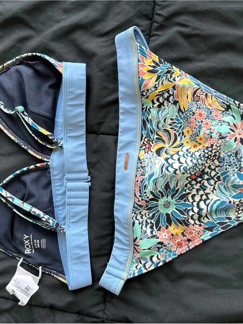 Roxy Blue Floral Bikini Top